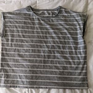 ZYIA grey stripe shoulder t, Large